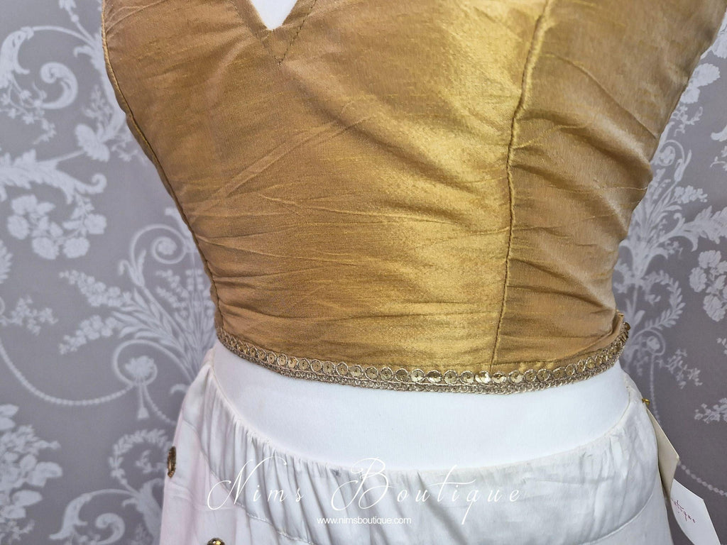 Nims Boutique Rupa Gold Luxury Silk V Neck Blouse size 4-16