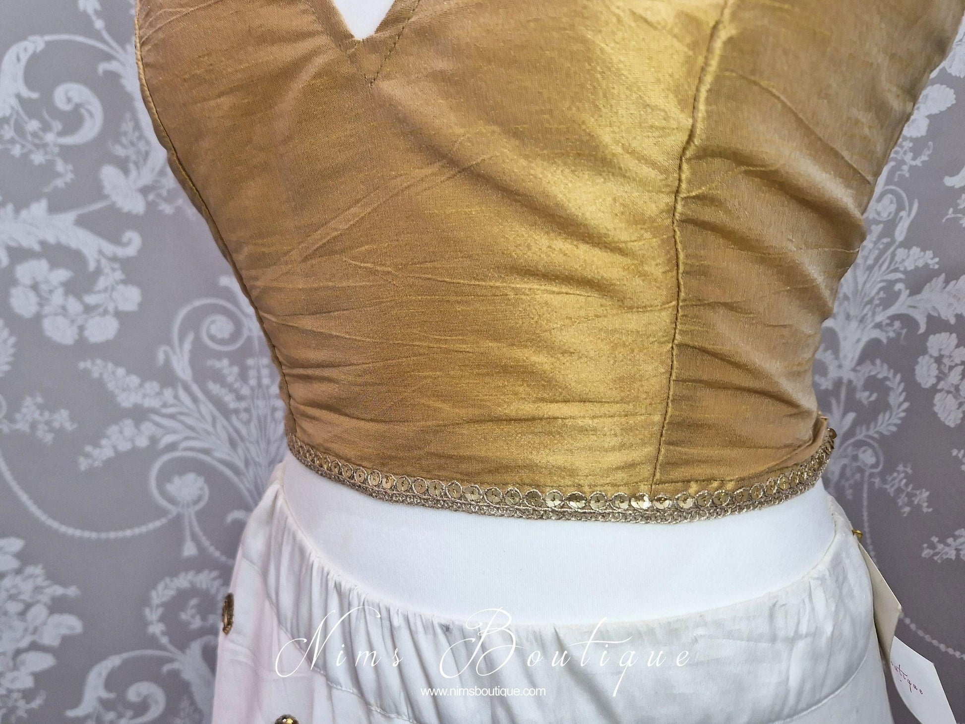 Nims Boutique Rupa Gold Luxury Silk V Neck Blouse size 4-16