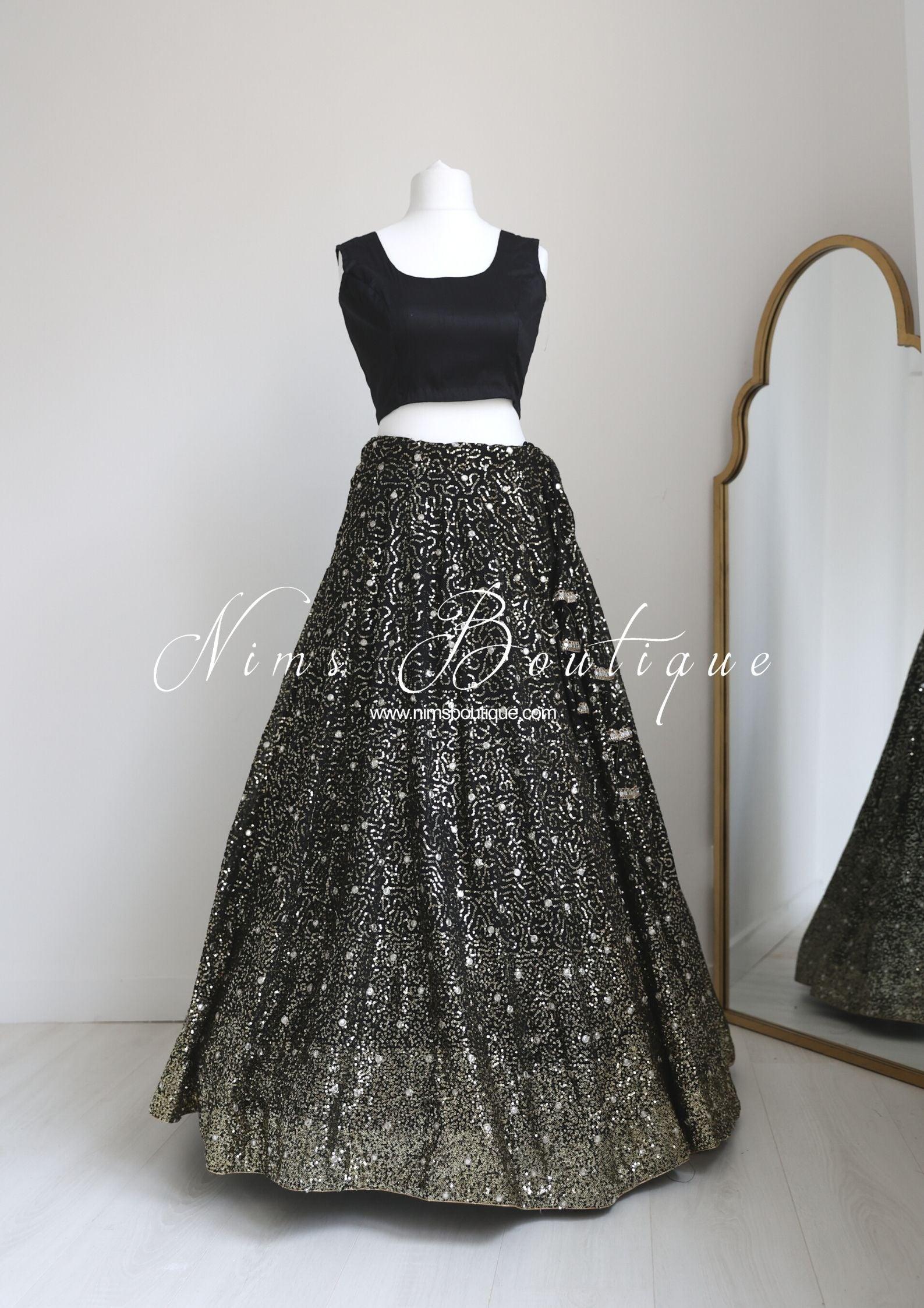 Nims Boutique Arya Black & Gold Sequin Luxury Skirt sizes 6-16