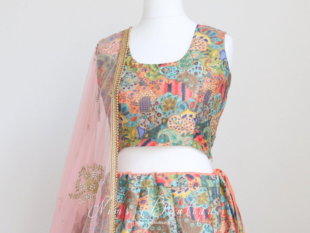 Nims Boutique Suraiya Luxury Mints/Blues Printed Blouse sizes 8-12