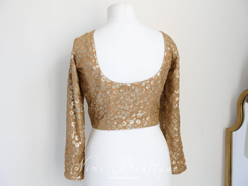 Nims Boutique Luxury Rose Gold Sequin Embellished Long sleeved Blouse size 10-24