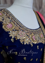 Luxury Navy Embellished & Floral Sharara Suit (10-12)