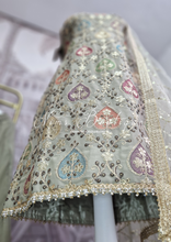Light Khakhi Embroidered Gharara Suit (Size 10-12)