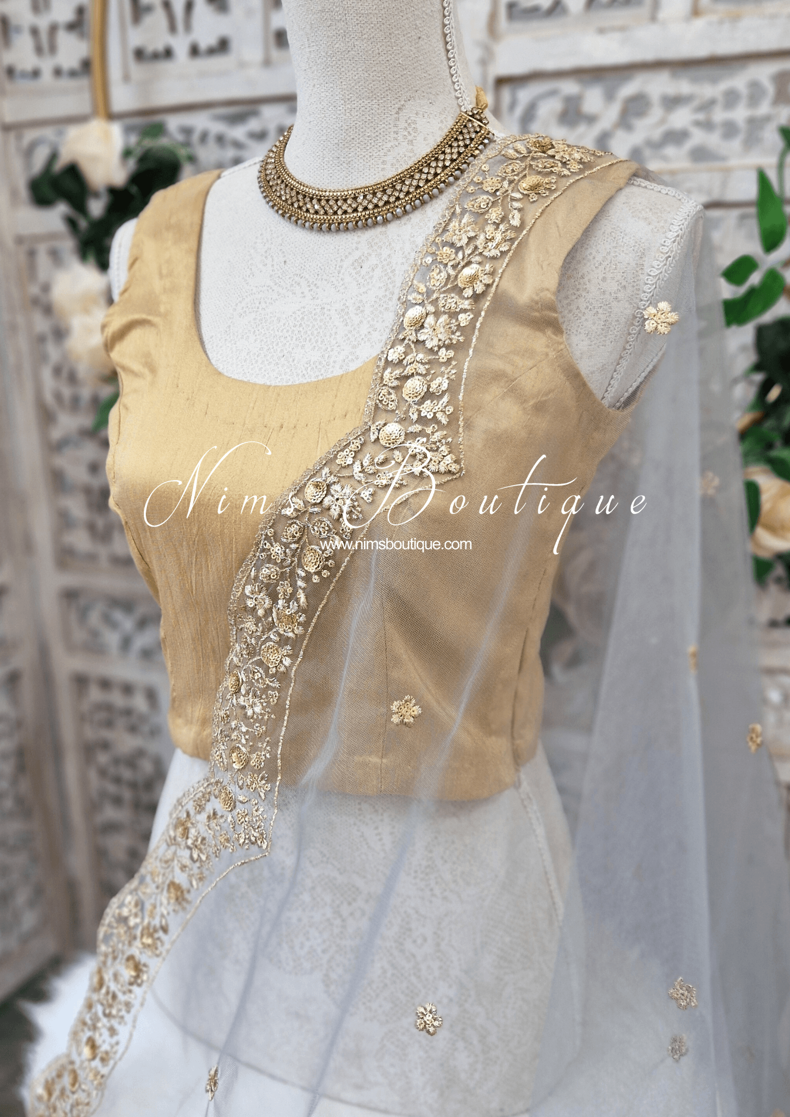 Nims Boutique Sleeveless Gold Raw Silk Blouse 4-24