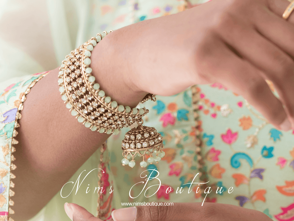 Nims Boutique Royal Mint Bracelet with hanging chumka