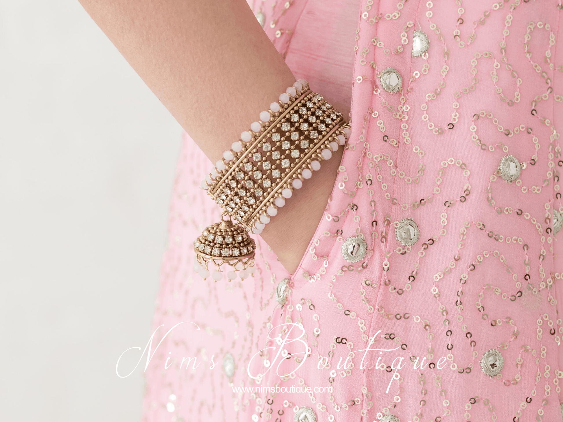 Nims Boutique Royal Blush Bracelet with hanging chumka