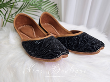 Black Beaded Leather Punjabi Juttis