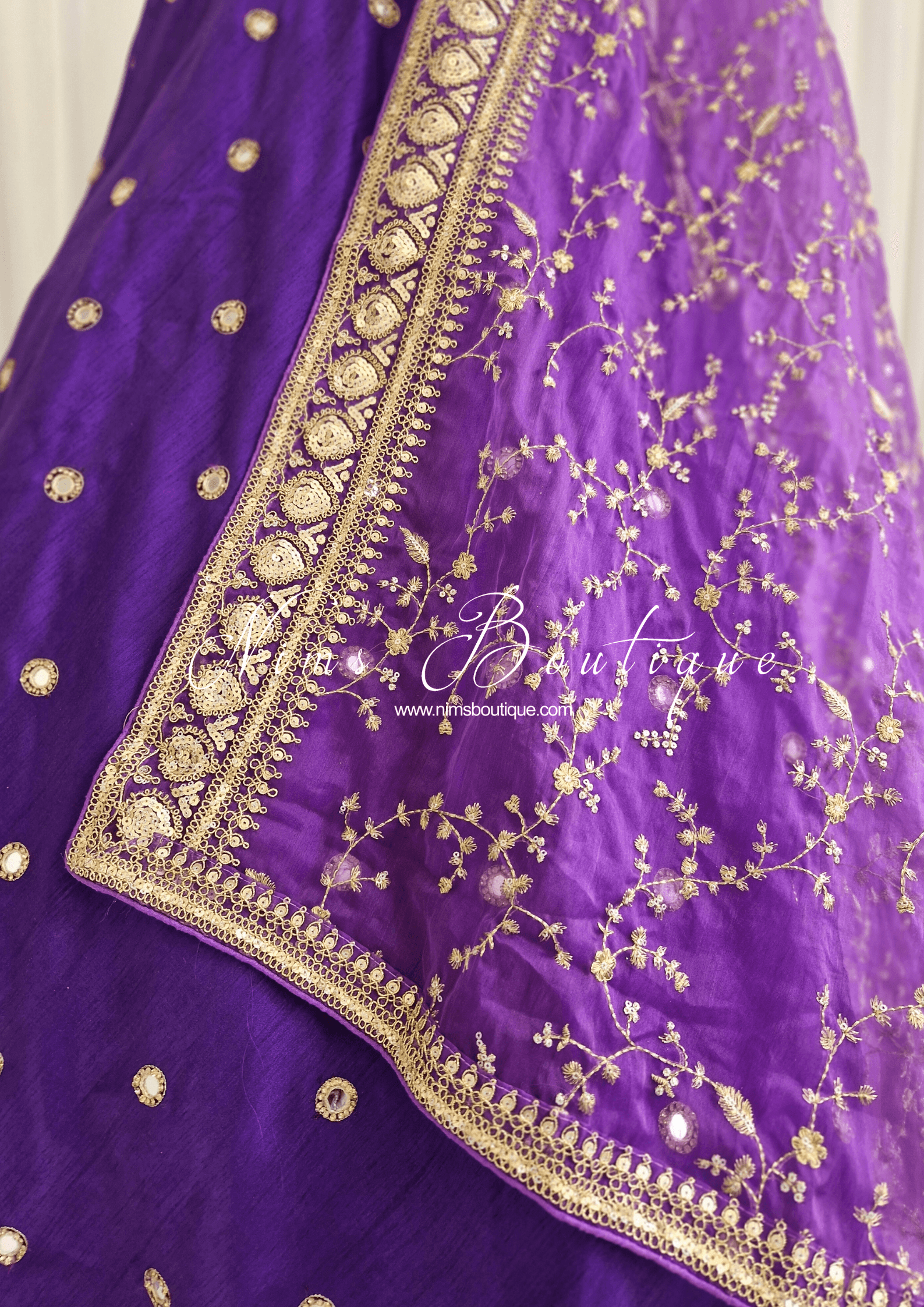 Nims Boutique Mahi Luxury Purple Organza Embroidered Dupatta/Chunni