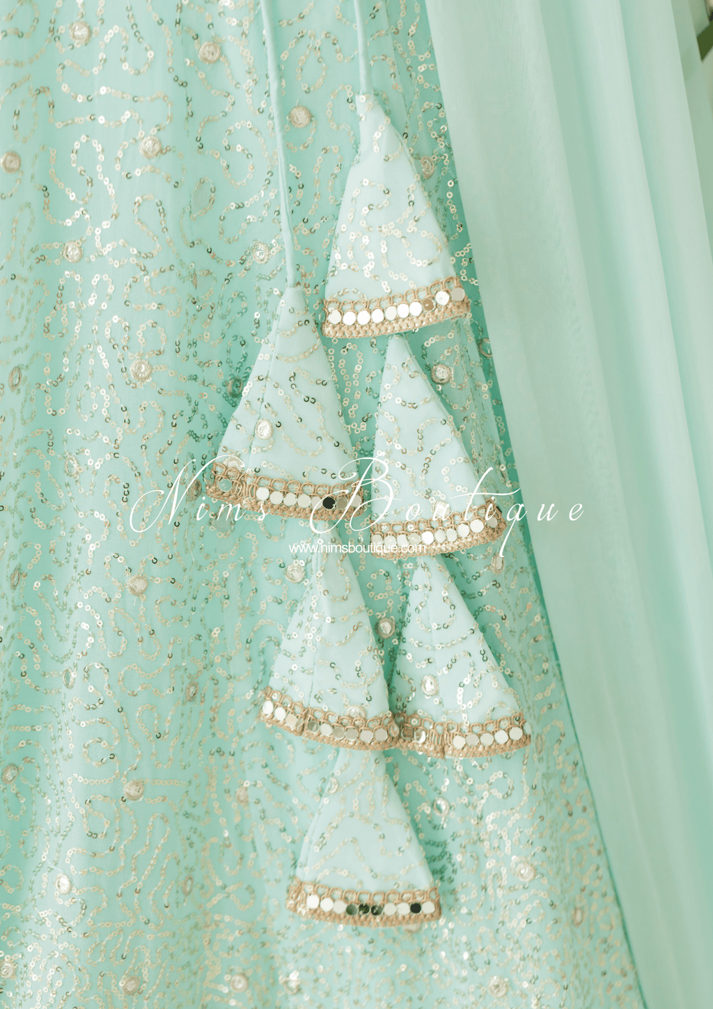 Nims Boutique Arya Mint & Gold Sequin Luxury Skirt sizes 4-14