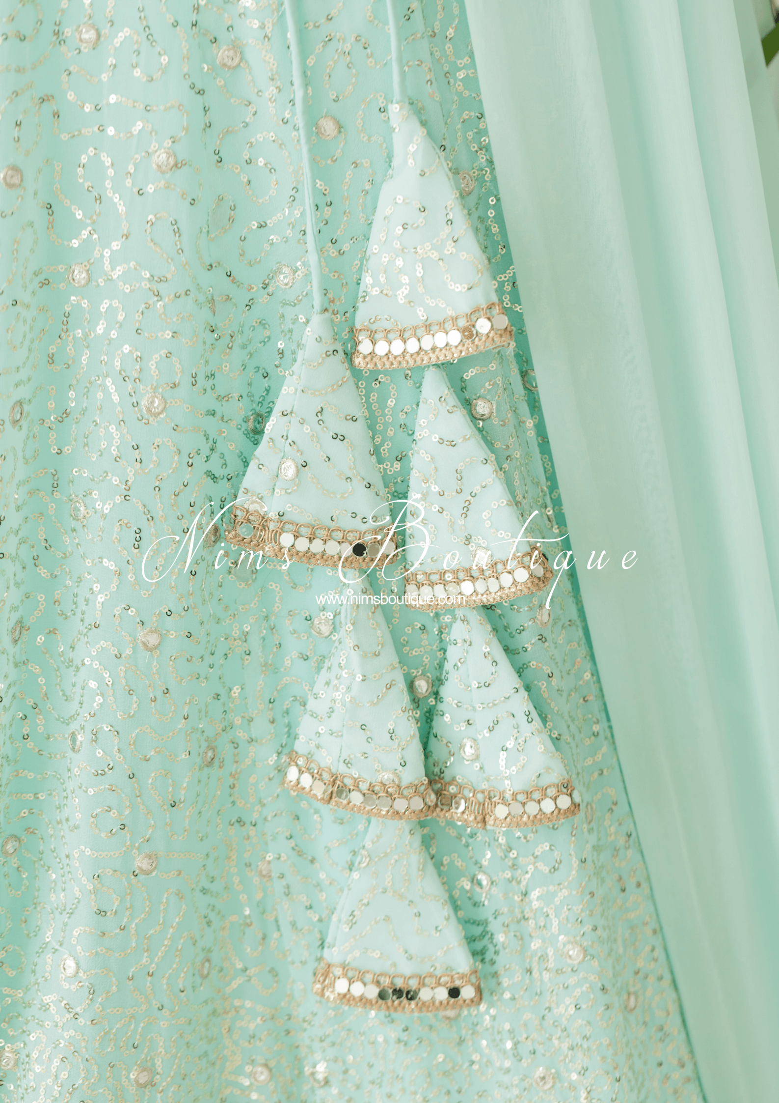 Nims Boutique Arya Mint & Gold Sequin Luxury Skirt sizes 4-14