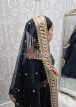 Sunidhi Black Multicolour Organza Dupatta/Chunni