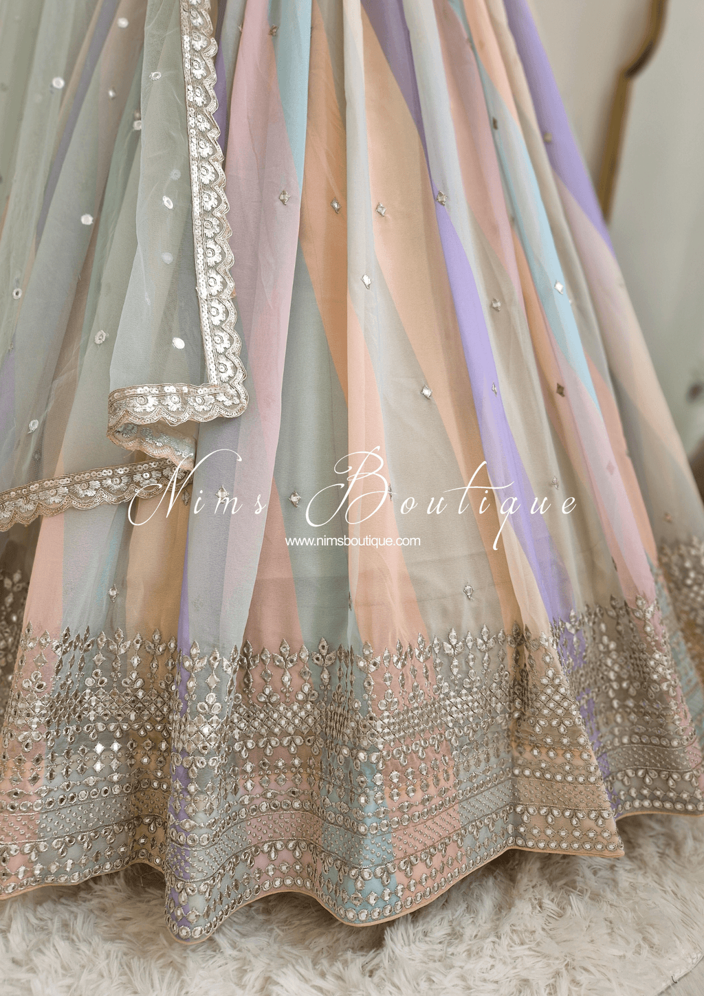 Nims Boutique Pastel Stripe Lehnga sizes 4-16