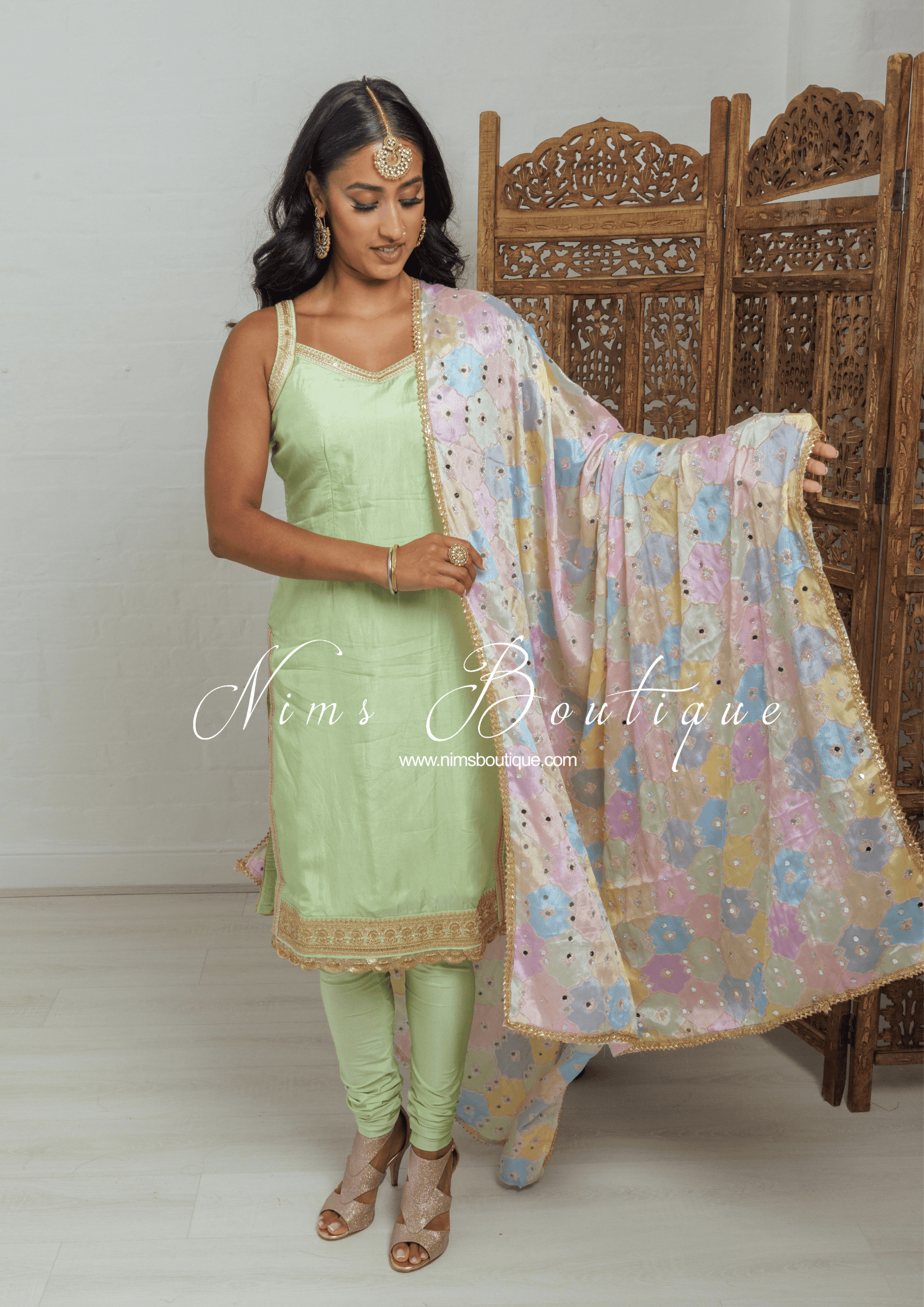Nims Boutique The NB Classic Sleeveless Mint Silk Pajami Suit sizes 4 to 24