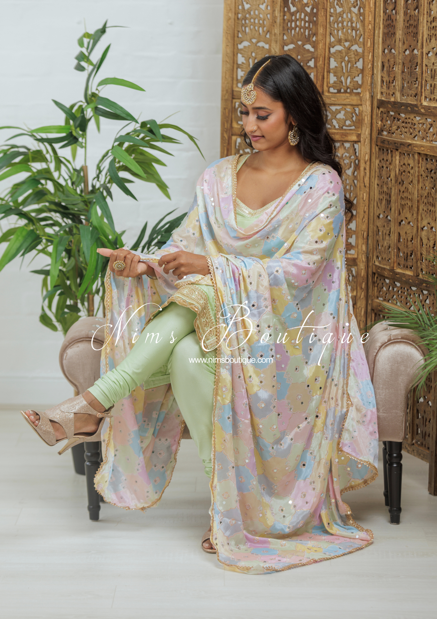 Sitara Luxury Pastel Multicolour Mirror Dupatta/Chunni