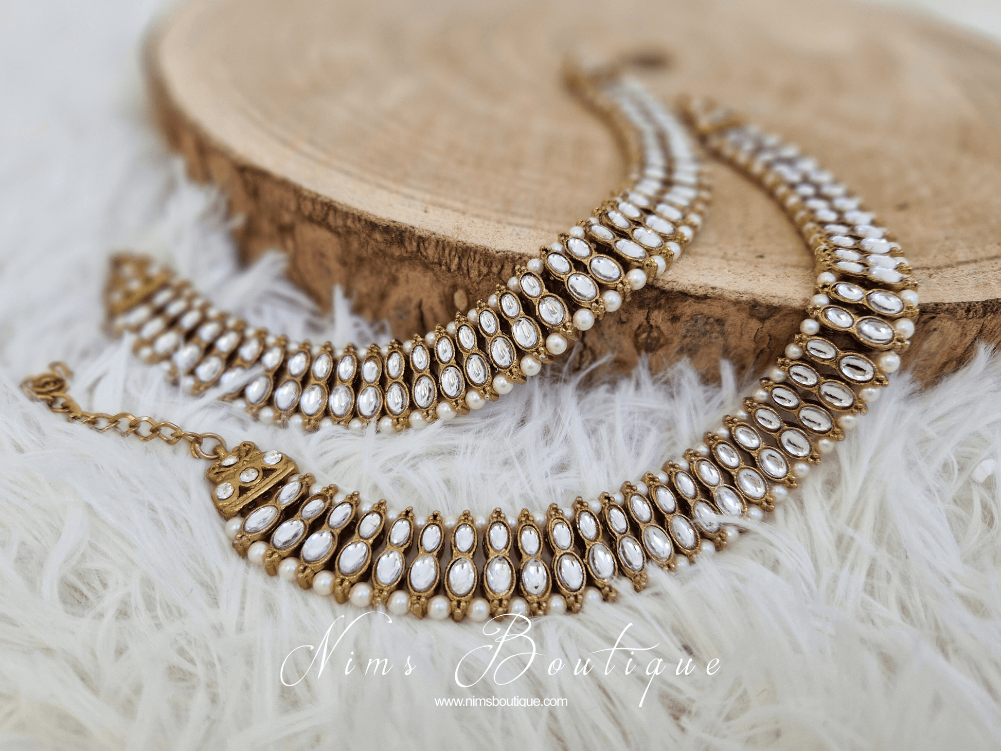Nims Boutique Royal Pearl Stone & Pearl Anklets