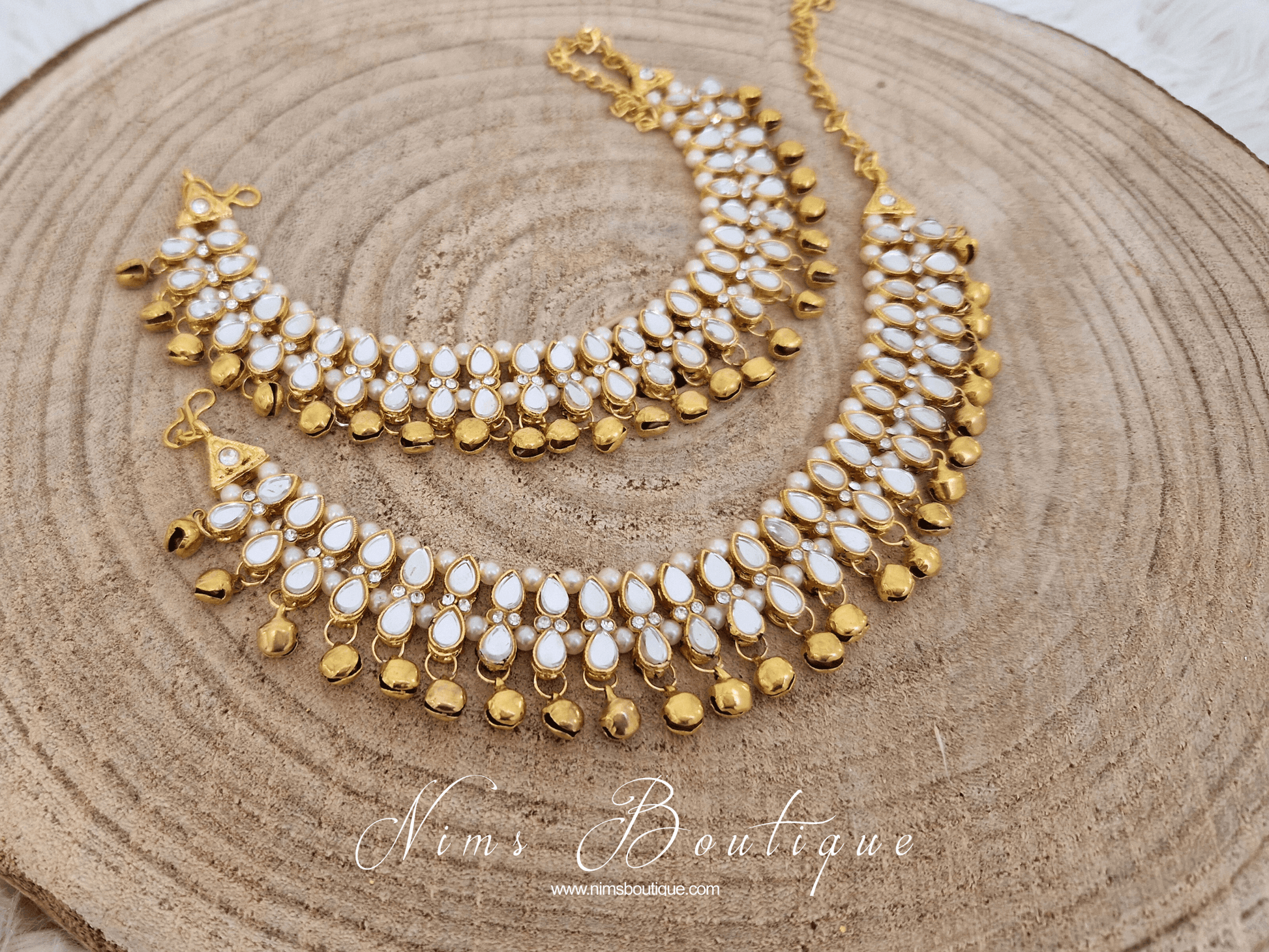 Nims Boutique Gold Ghungroo Anklets with Bells