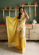 Deep Yellow Embroidered Sharara Suit (Size 10-12)