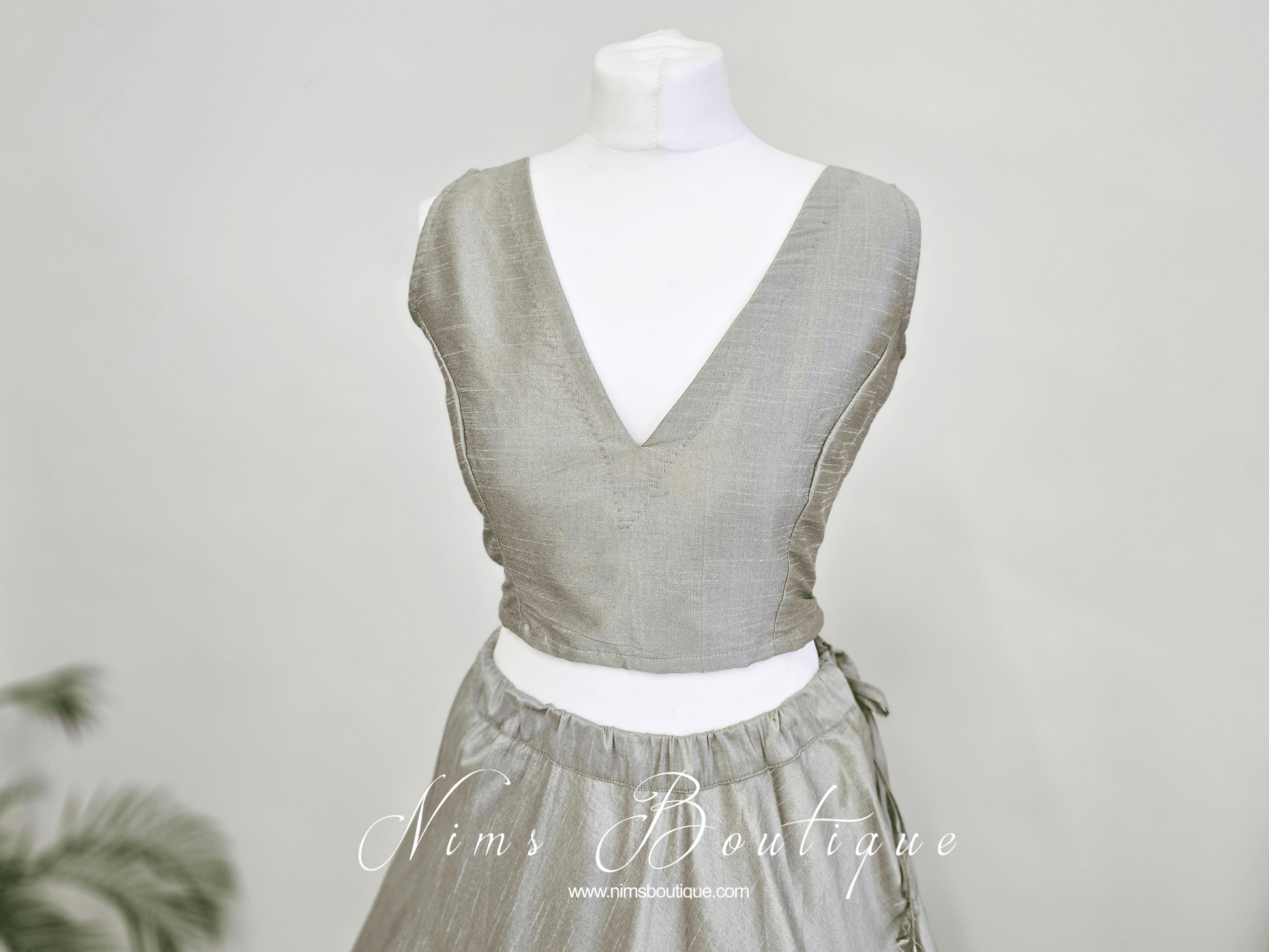 Nims Boutique Rupa Sage Grey Luxury Silk Blouse size 4-22