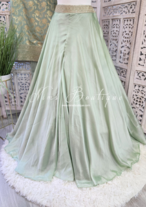 Nims Boutique Mint Brocade Sharara Suit 10-12