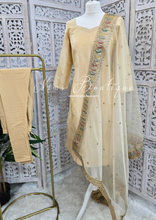 Indira light gold raw silk pajami suit with sleeves (sizes 10-20)