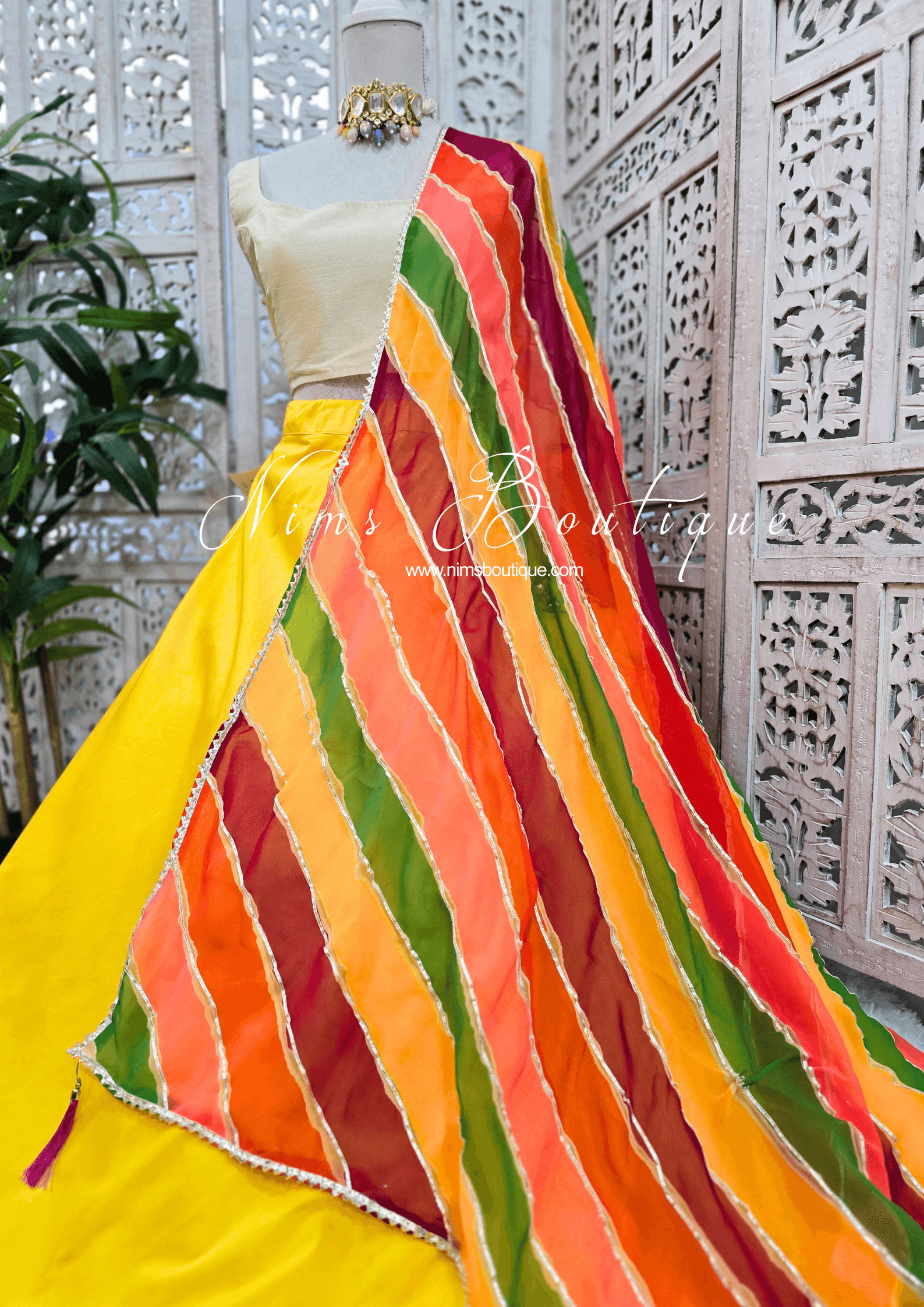 Nims Boutique Multicolour Stripe Georgette Dupatta/Chunni 8