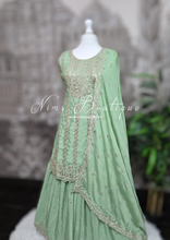 Mint Zari Work sharara suit (Size 16-18)