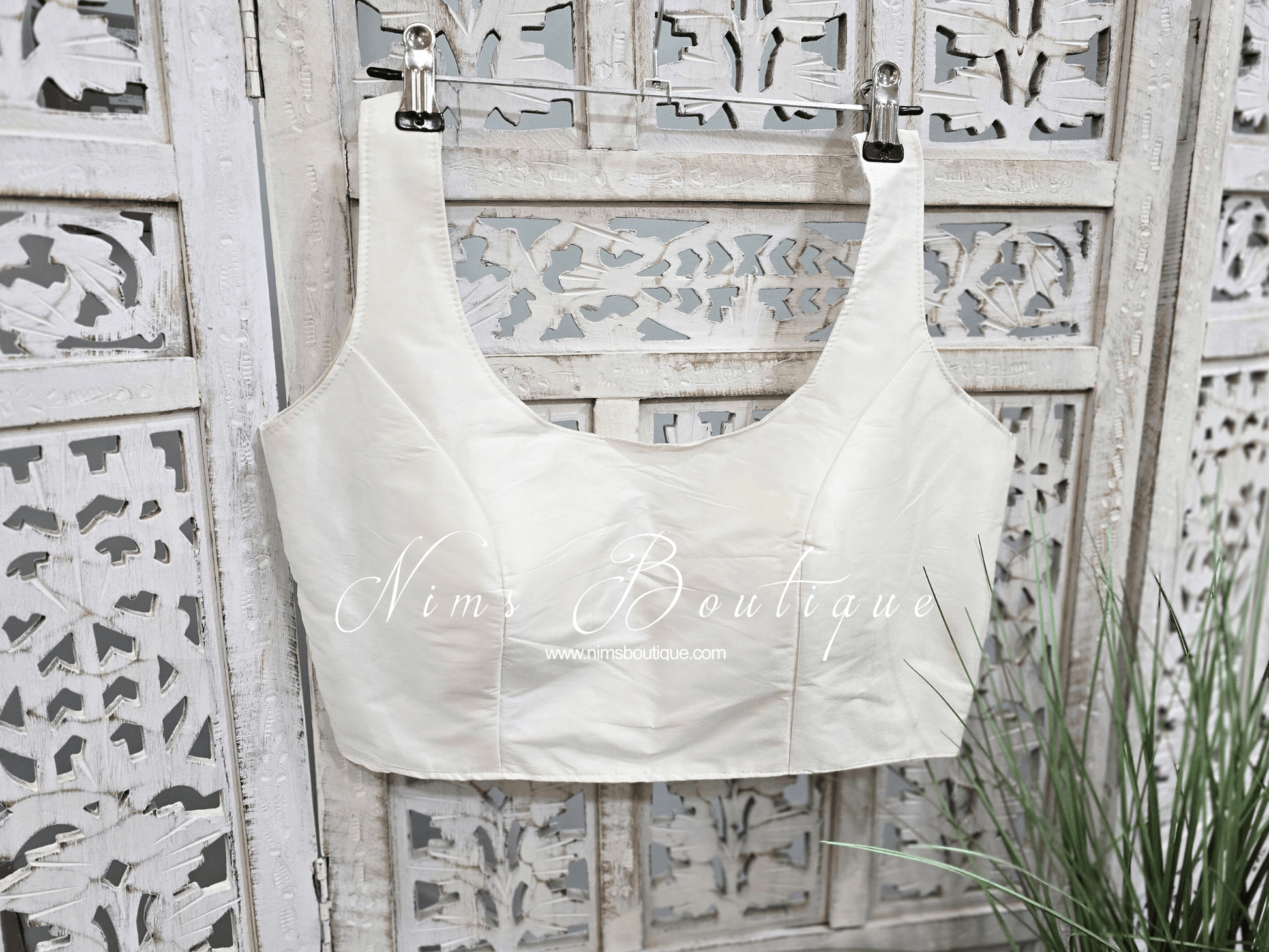 Nims Boutique The NB White Taffeta Silk Blouse 10-14