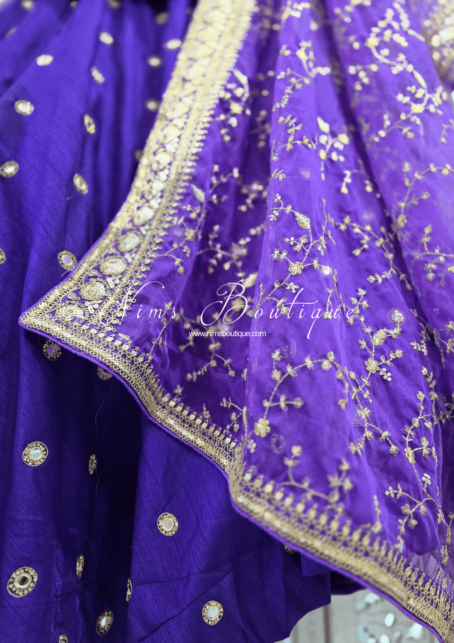 Nims Boutique Mahi Luxury Purple Organza Embroidered Dupatta/Chunni