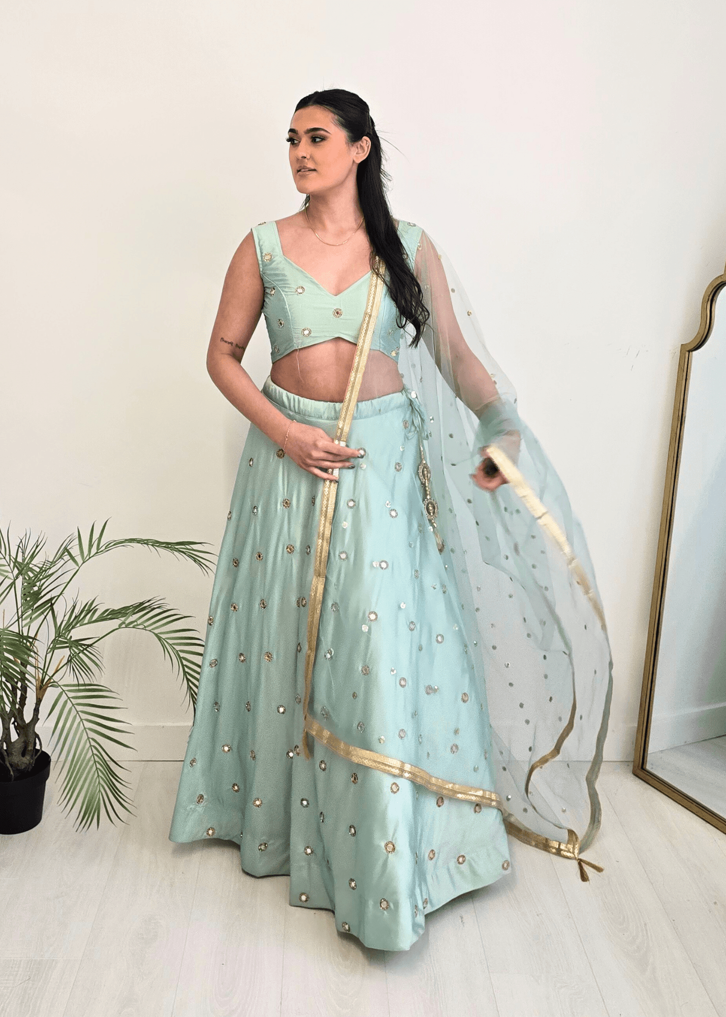 Nims Boutique Rani Luxury Mint Silk Mirror Blouse size 4-16