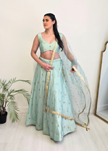 Nims Boutique Rani Luxury Mint Mirror readymade skirt/lehnga size 4-24