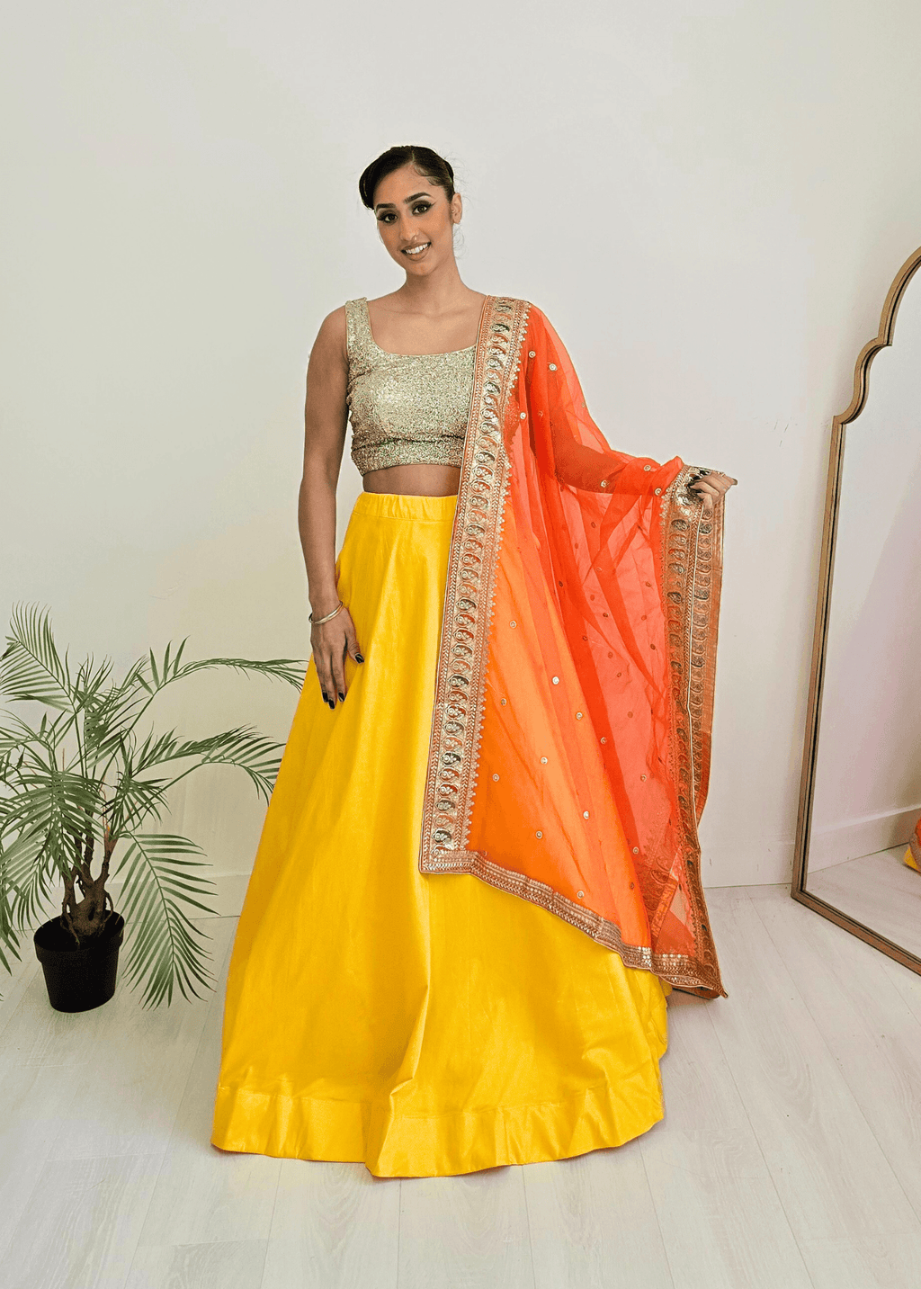 Nims Boutique Readymade Yellow Silk skirt/lehnga sizes 4-20