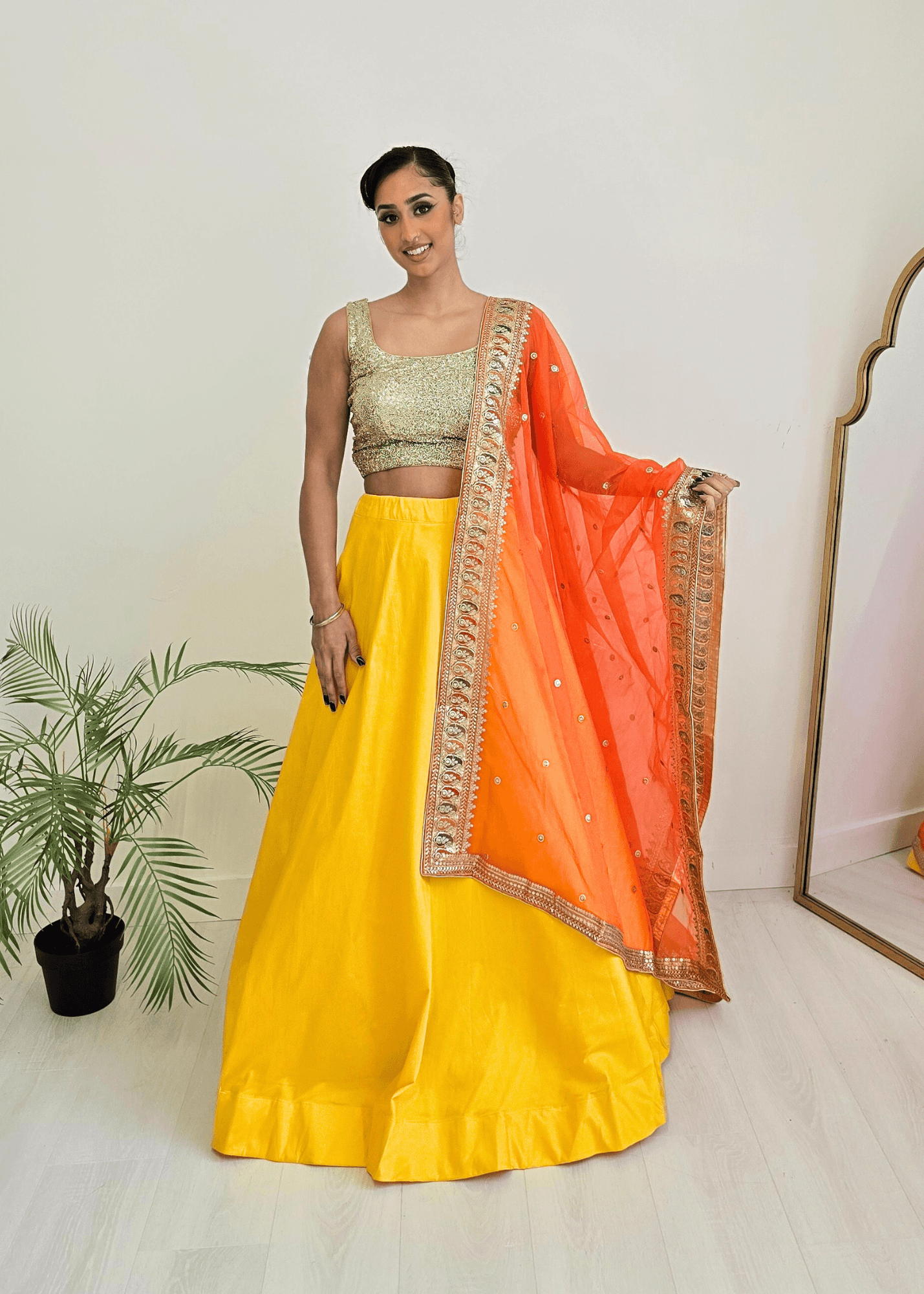 Nims Boutique Readymade Yellow Silk skirt/lehnga sizes 4-20