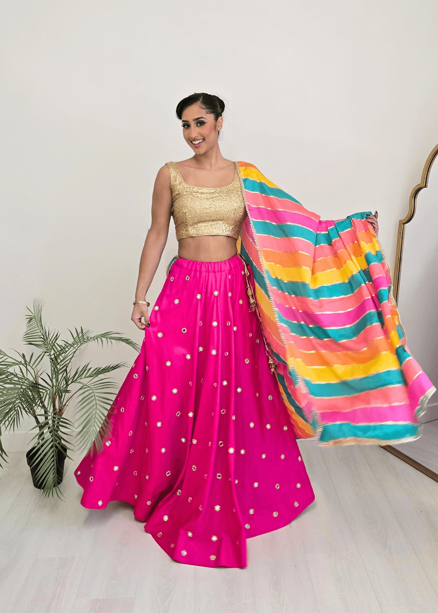 Nims Boutique Multicolour Stripe Georgette Dupatta/Chunni 3