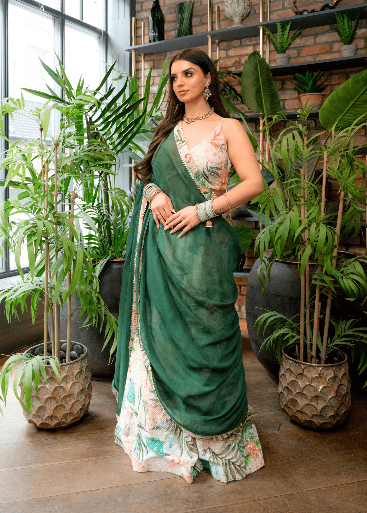 Nims Boutique Isabella Green Georgette Dupatta/Chunni