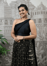 Nims Boutique Arya Black Luxury One Shoulder & Dupatta blouse 6-18
