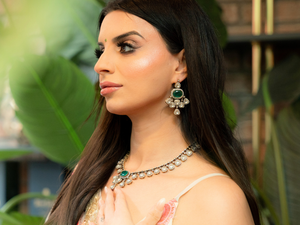 Nims Boutique Kavya Green Stone Jewellery Set