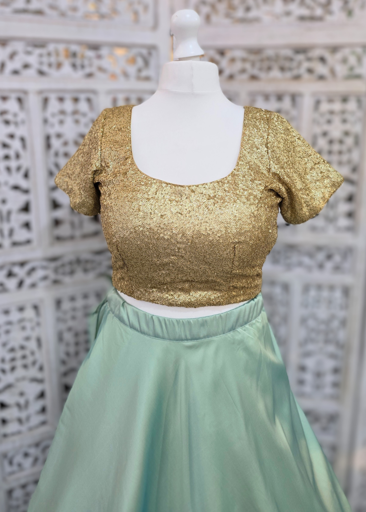 Luxury Rose Gold Sequin Cap Sleeve Blouse with latkans (size 12-22)