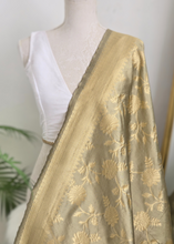 Dusky Sage Floral Silk Banarsi Dupatta/Chunni