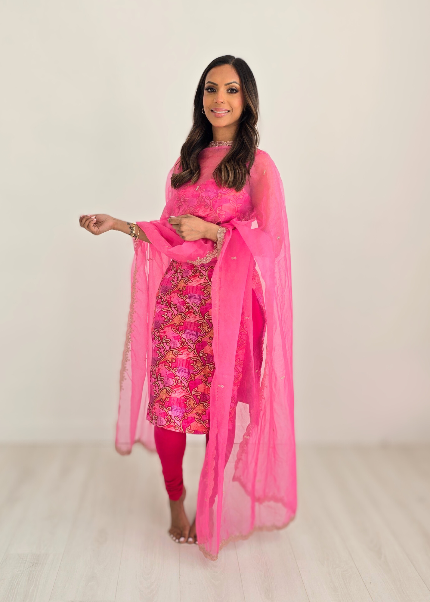 Kajal Pink Printed Pajami Suit (sizes 6 to 18)
