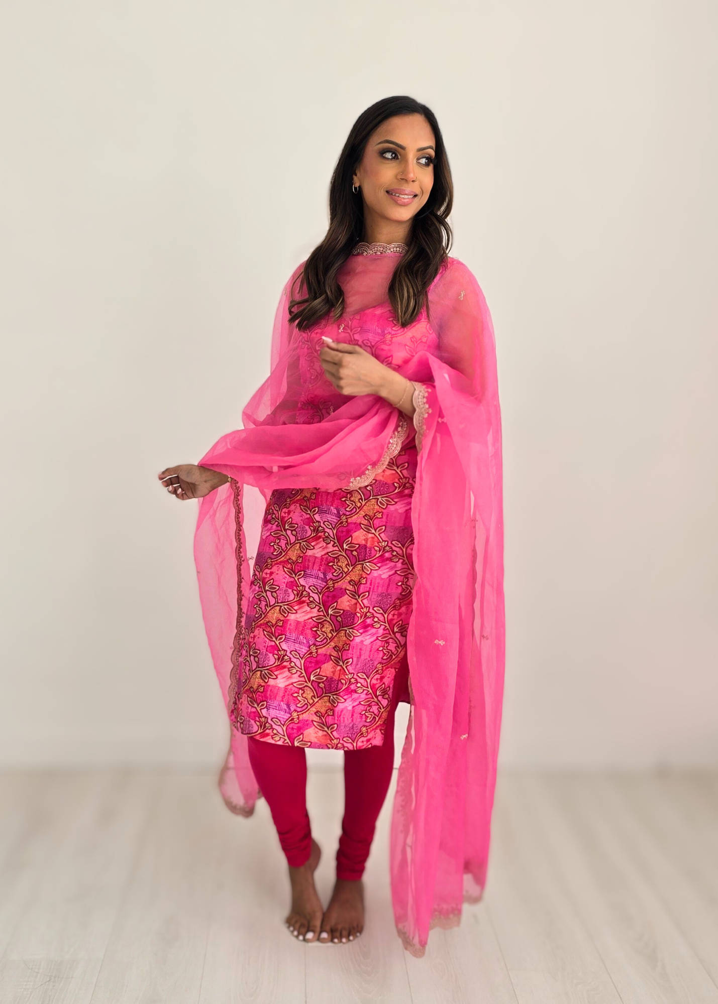 Kajal Pink Printed Pajami Suit (sizes 6 to 18)