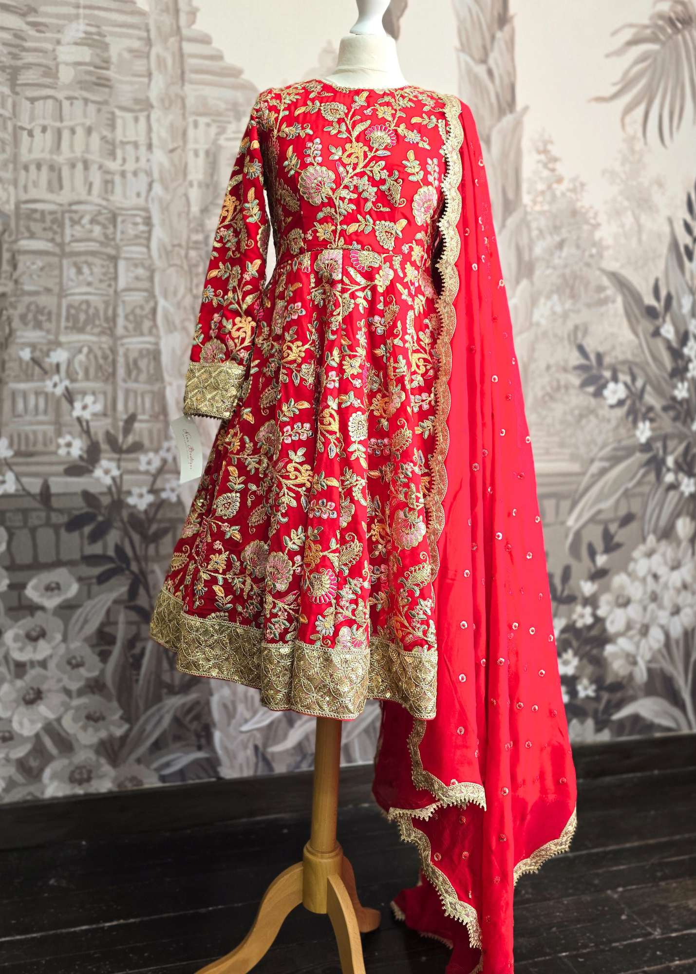 Amrita Red & Multicolour Anarkali Pajami Suit (sizes 6-10)
