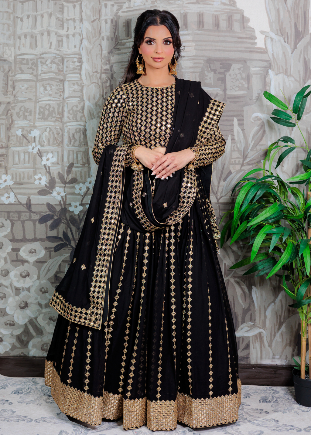 Karina Luxury Black & Gold Lehnga (sizes 6-14)