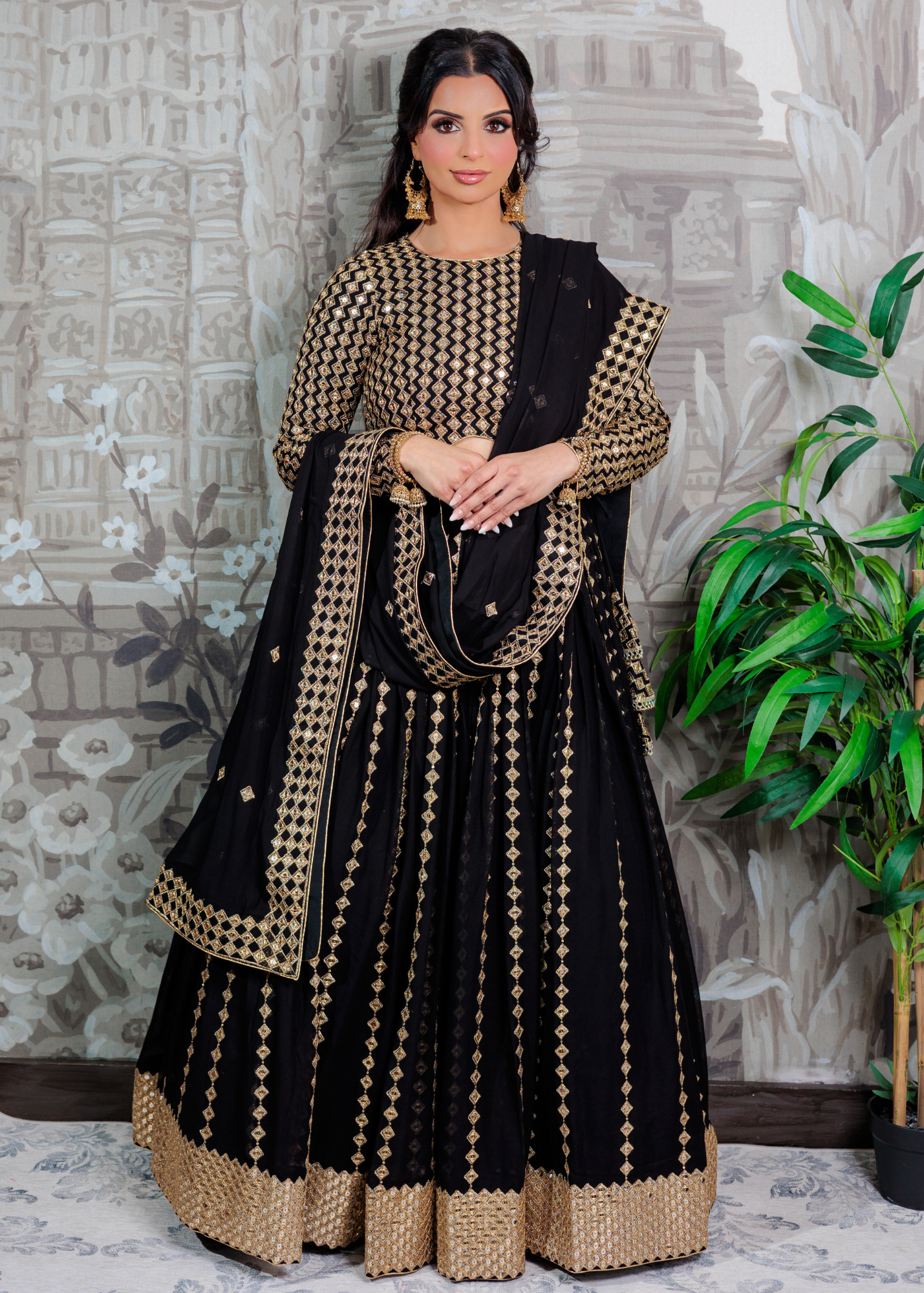 Karina Luxury Black & Gold Lehnga (sizes 6-14)