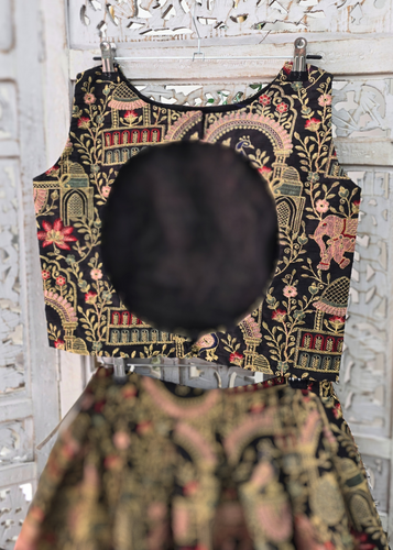 Elephant Black Embroidered Sleeveless Blouse (4-22)