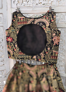 Elephant Black Embroidered Sleeveless Blouse (4-22)