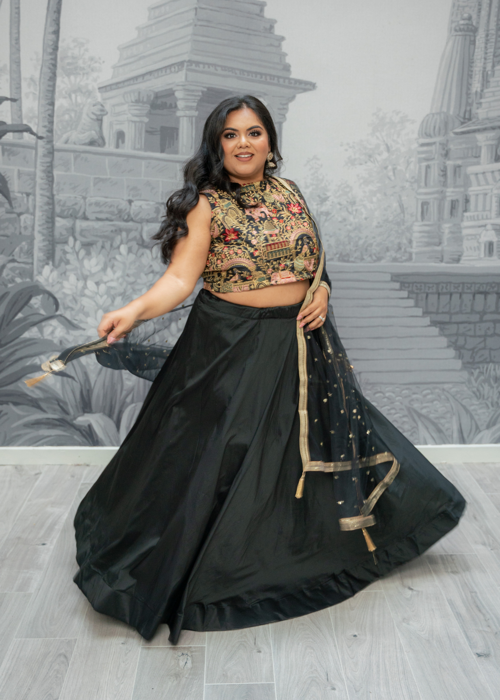 Readymade Black Silk skirt/lehnga (sizes 4-26)