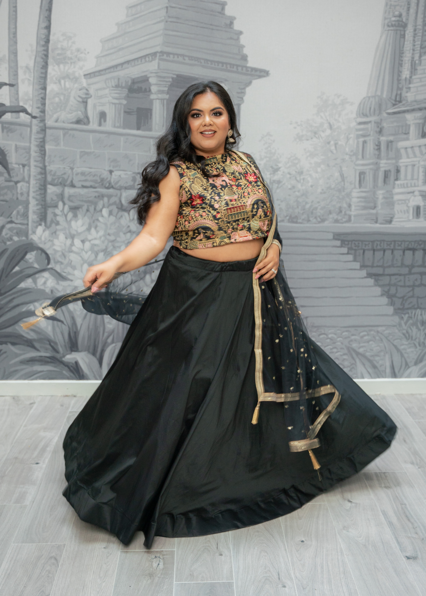 Readymade Black Silk skirt/lehnga (sizes 4-26)