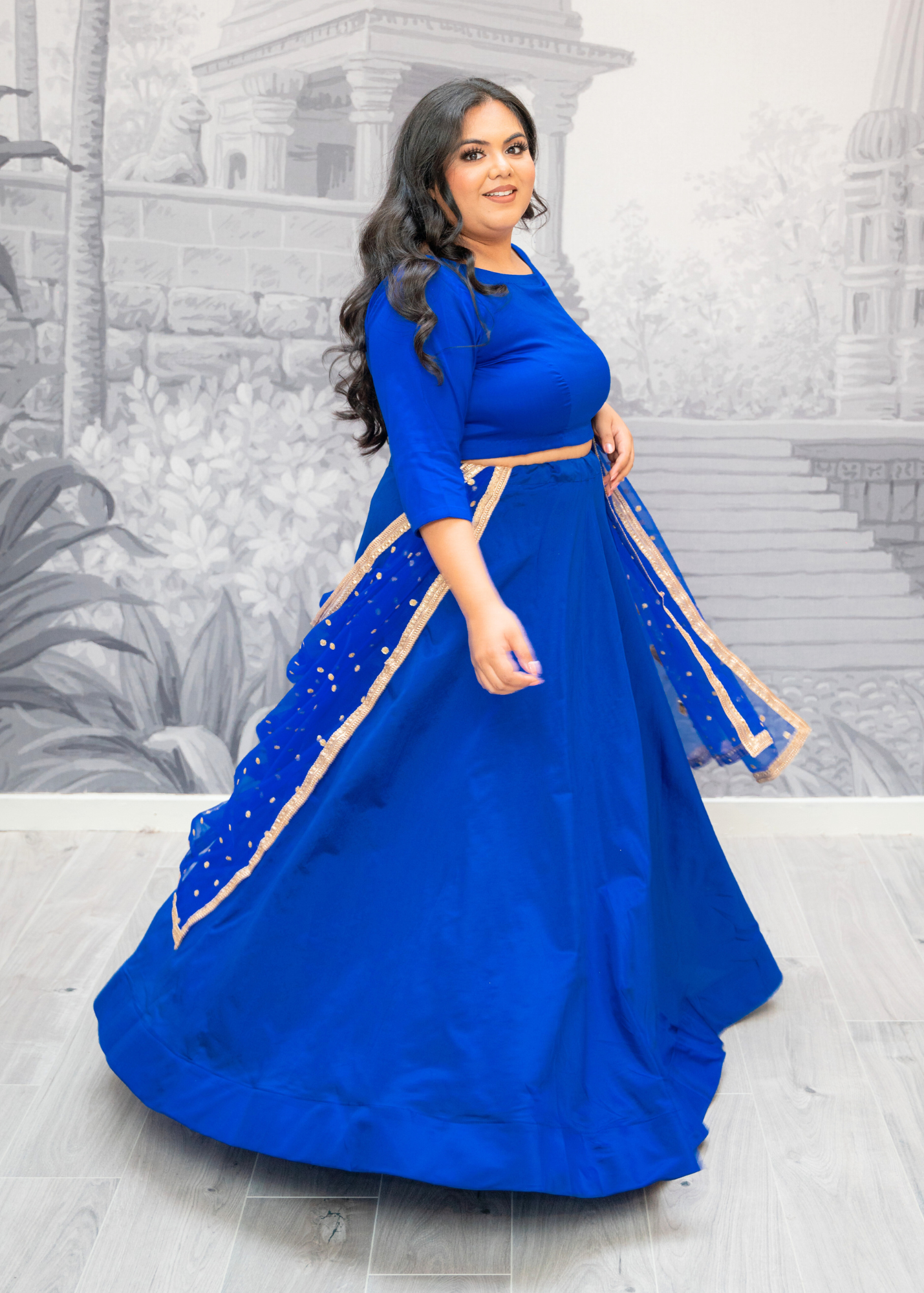 Readymade Royal Blue Silk skirt/lehnga (sizes 4-24)
