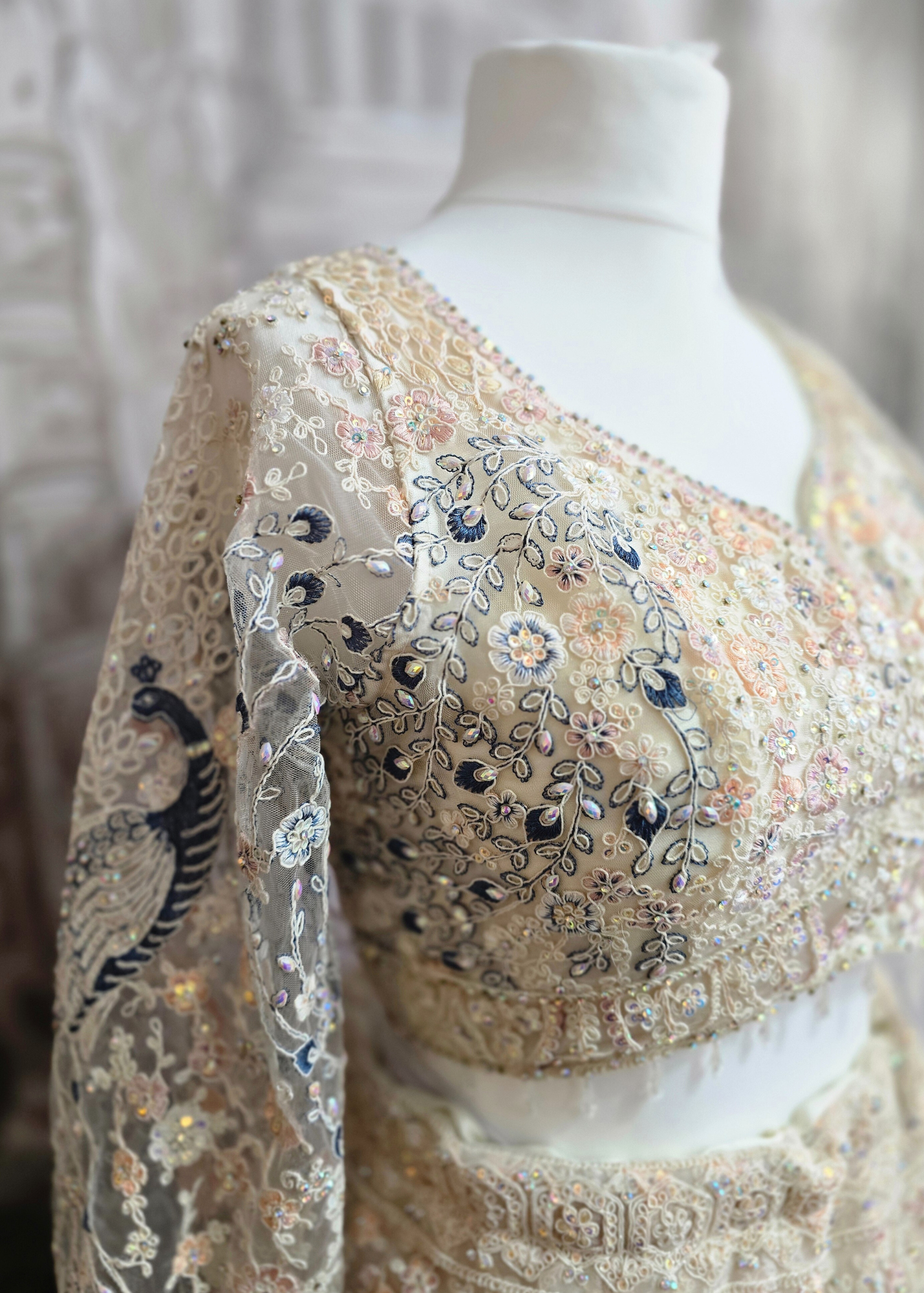Luxury Ivory Peacock Lehenga (size 12)