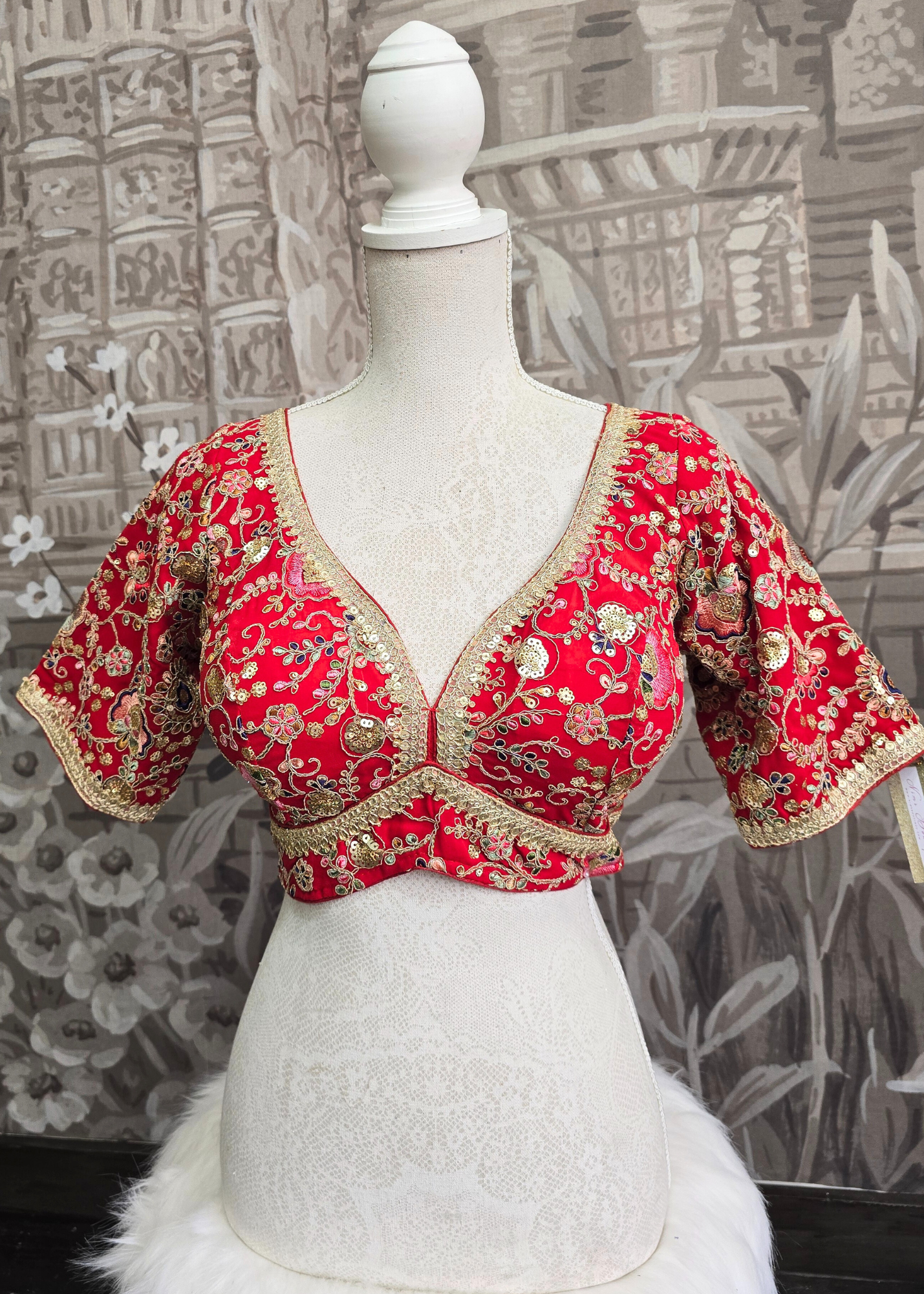 Genelia Red Embroidered Blouse (10-12)